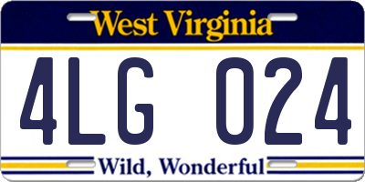 WV license plate 4LG024