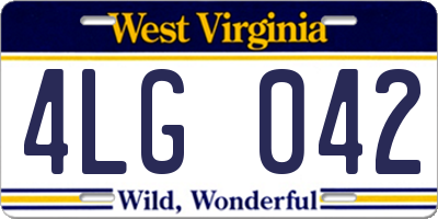 WV license plate 4LG042