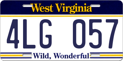 WV license plate 4LG057