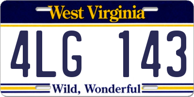 WV license plate 4LG143