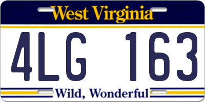 WV license plate 4LG163