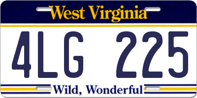WV license plate 4LG225