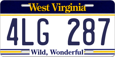 WV license plate 4LG287