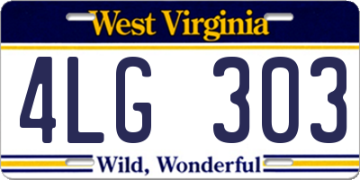 WV license plate 4LG303
