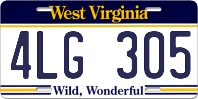 WV license plate 4LG305