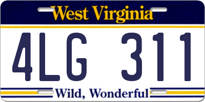 WV license plate 4LG311