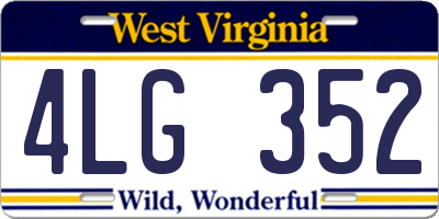 WV license plate 4LG352