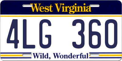 WV license plate 4LG360