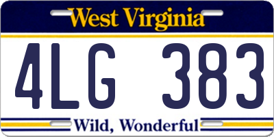 WV license plate 4LG383