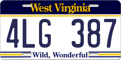 WV license plate 4LG387