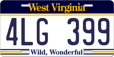 WV license plate 4LG399