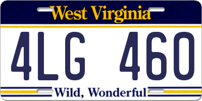 WV license plate 4LG460