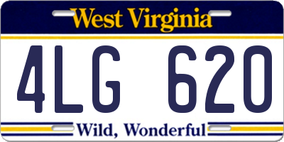 WV license plate 4LG620