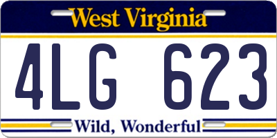 WV license plate 4LG623