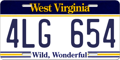 WV license plate 4LG654
