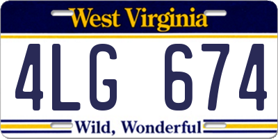WV license plate 4LG674