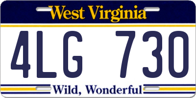 WV license plate 4LG730