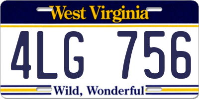 WV license plate 4LG756