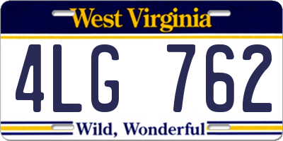 WV license plate 4LG762