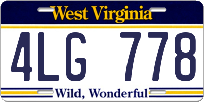 WV license plate 4LG778