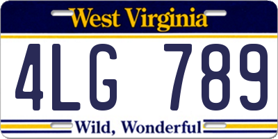 WV license plate 4LG789