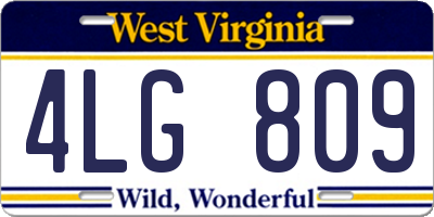WV license plate 4LG809