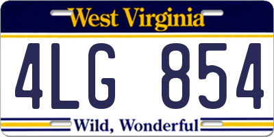 WV license plate 4LG854