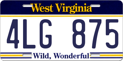 WV license plate 4LG875