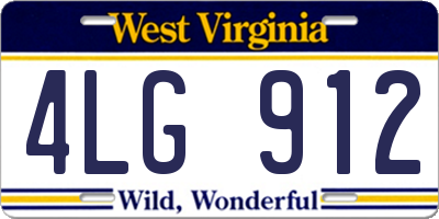 WV license plate 4LG912