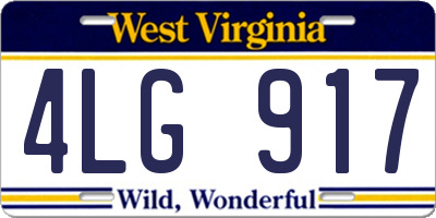 WV license plate 4LG917