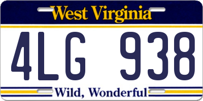 WV license plate 4LG938