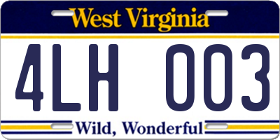 WV license plate 4LH003