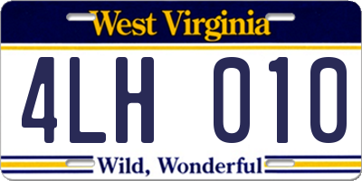 WV license plate 4LH010