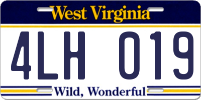 WV license plate 4LH019