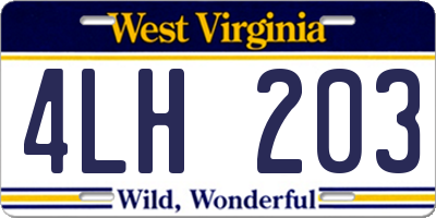 WV license plate 4LH203