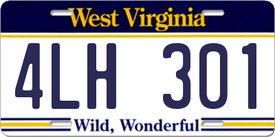 WV license plate 4LH301