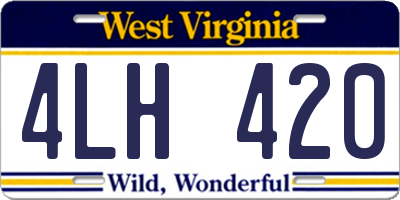 WV license plate 4LH420