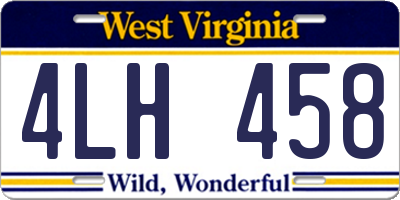 WV license plate 4LH458