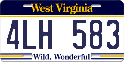 WV license plate 4LH583