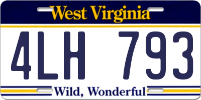 WV license plate 4LH793