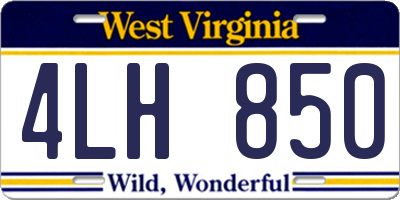 WV license plate 4LH850