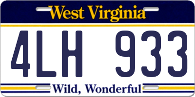 WV license plate 4LH933