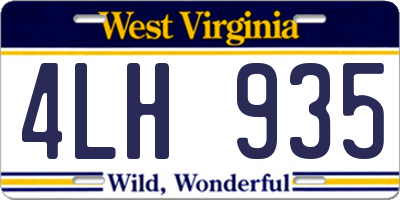 WV license plate 4LH935