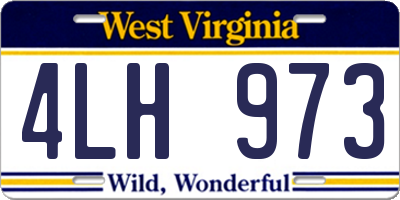 WV license plate 4LH973