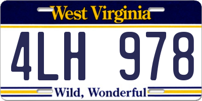 WV license plate 4LH978