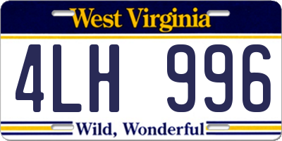WV license plate 4LH996