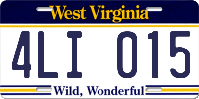 WV license plate 4LI015