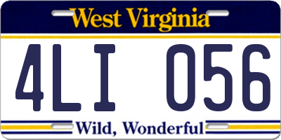 WV license plate 4LI056