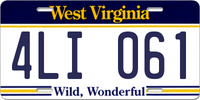 WV license plate 4LI061