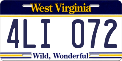 WV license plate 4LI072